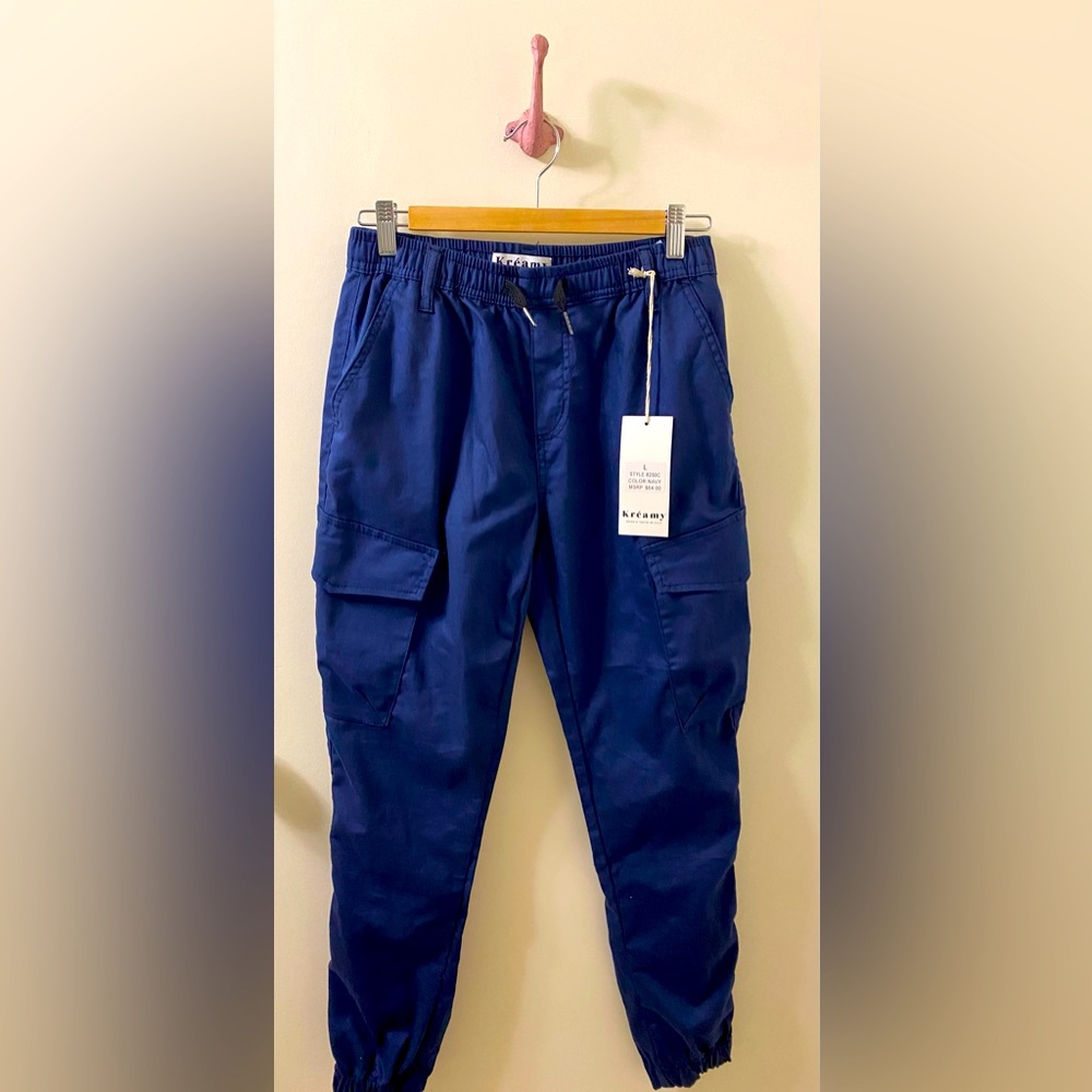 Kreamy Navy Blue Cargo Jogger Pants